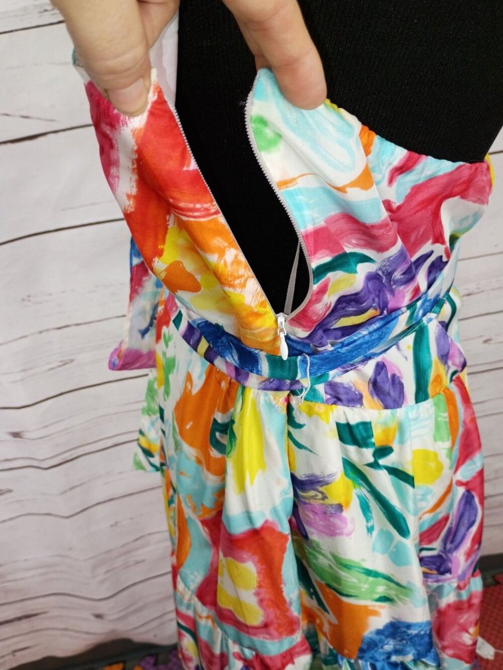 Lauren Ralph Lauren Multicolor Halter Maxi Dress Size 14 100% Silk Floral Abstra - Picture 7 of 8
